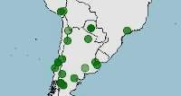 Distribución geográfica de Phoenicopterus chilensis, flamenco austral o chileno