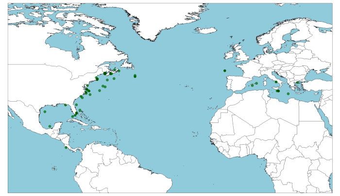 Distribución de atún rojo, Thunnus thynnus