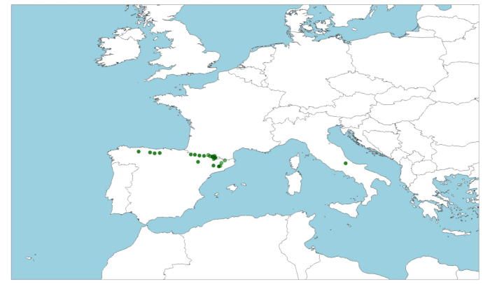 Distribución del rebeco, Rupicapra pyrenaica