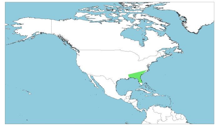 Distribución geográfica de la rana Lithobates capito