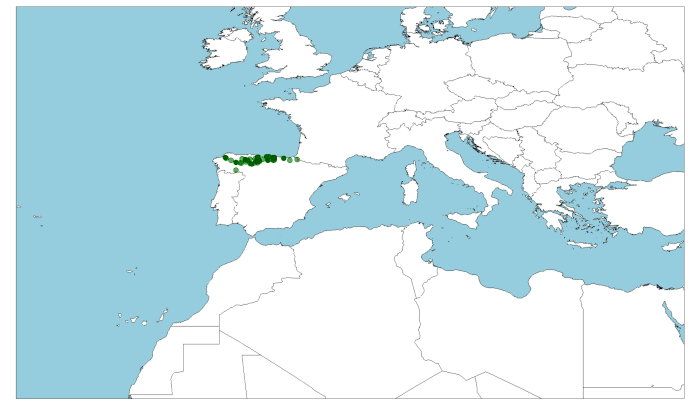 Distribución geográfica de víbora cantábrica, Vipera seoanei