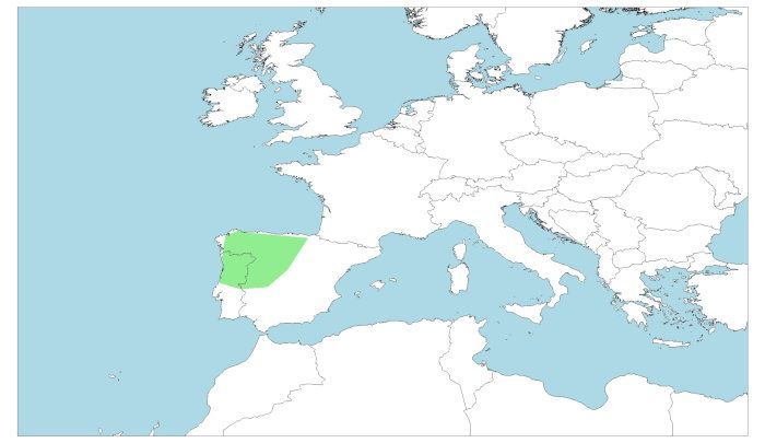 Distribución de la Rana iberica