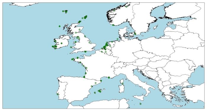 Distribución del paíño europeo, Hydrobates pelagicus