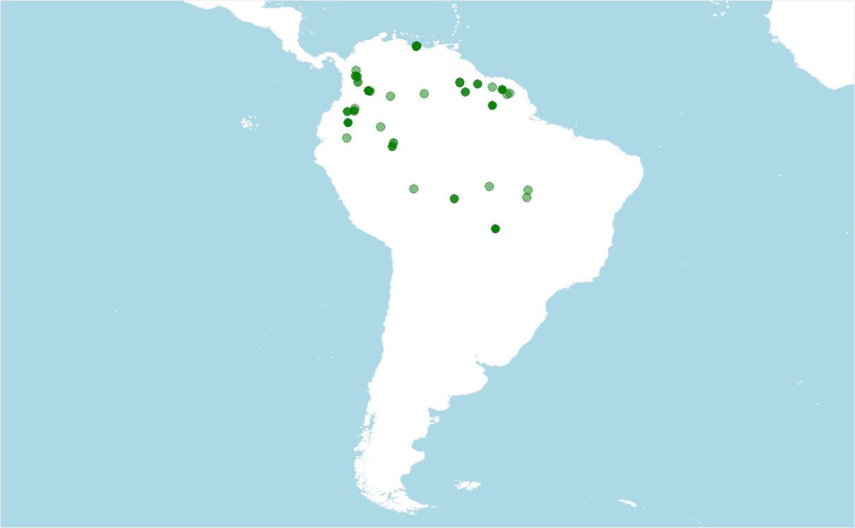 Distribución de Allobates brunneus