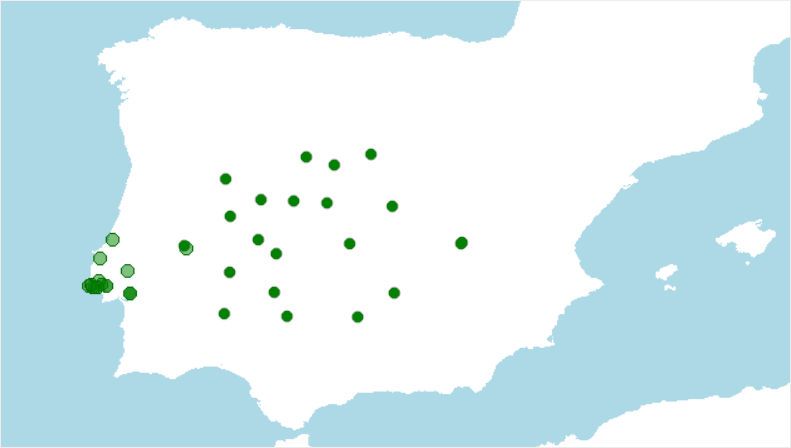 Distribución de Podarcis virescens