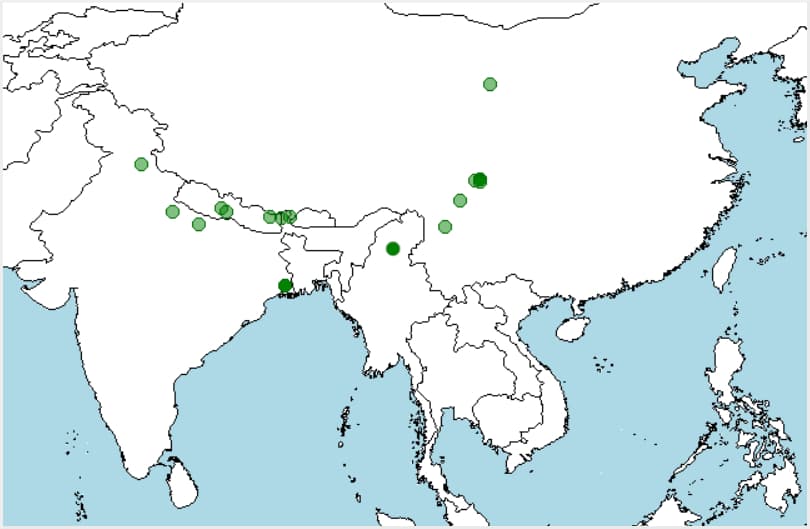 Distribución, dónde vive el panda rojo, Ailurus fulgen