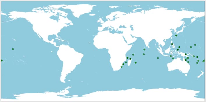 Distribución de la anguila jardinera moteada (Heteroconger hassi)